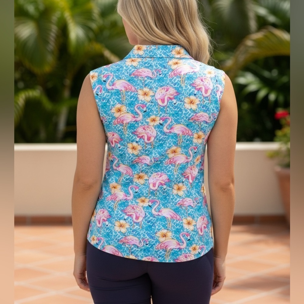 Ibkul Sleeveless Zip Polo Shirt - Picture 2 of 4